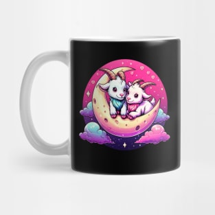 Valentine Goat Couple on Moon Mug